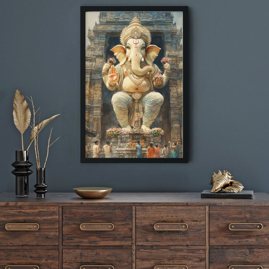 Shree Ganesh Painting Premium Wall Art Canvas by MeriDeewar