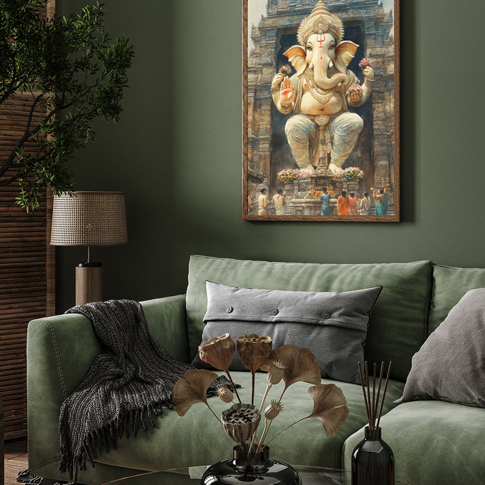 Shree Ganesh Painting Premium Wall Art Canvas by MeriDeewar