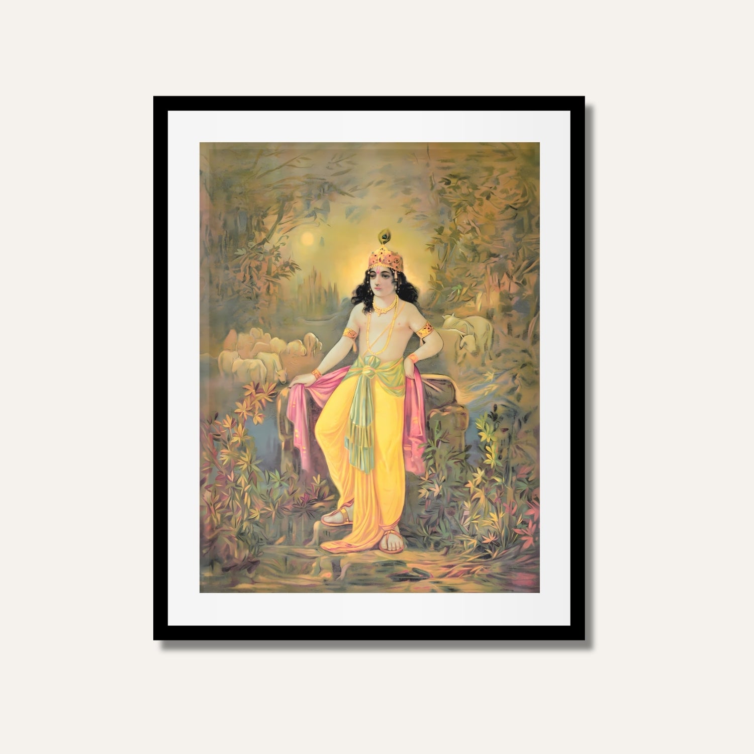 Shree Shyamsundar Painting | Krishna Wall Art | MeriDeewar.com 3 : 4.2 Vertical Premium Wall Art Canvas by MeriDeewar