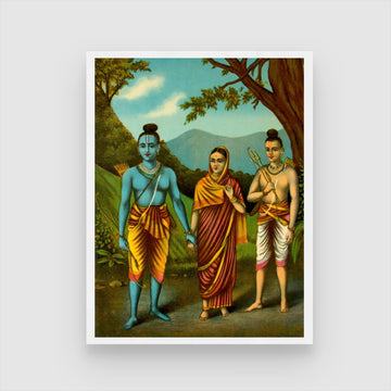 Shri Rama Sita and Lakshman Painting 3 : 4 Vertical New Premium Wall Art Canvas by MeriDeewar