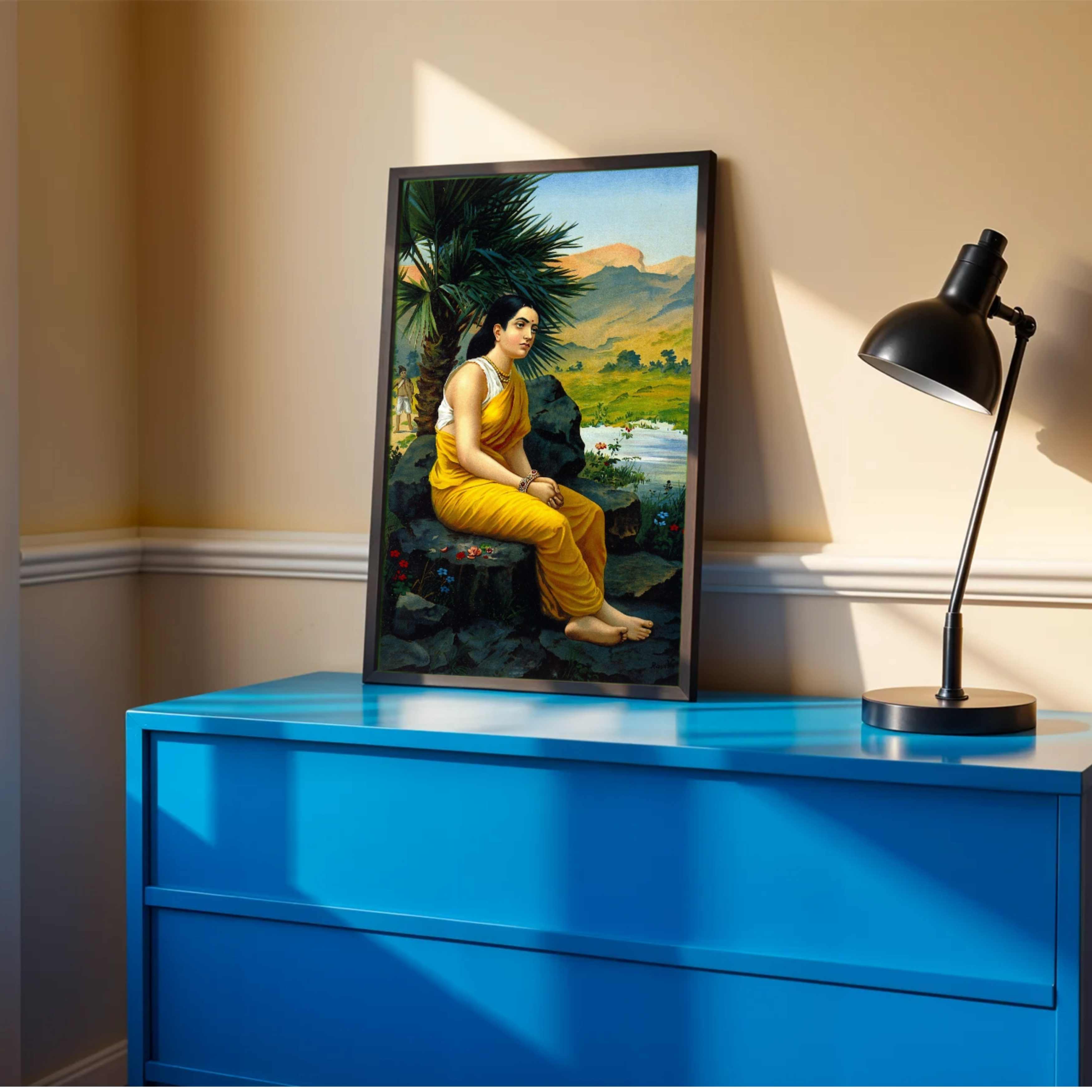 Sita Vanvas Painting by Raja Ravi Varma – Spiritual Wall Art for Living Room | Ramayan Art Print 2 : 3 Vertical Premium Wall Art Canvas by MeriDeewar