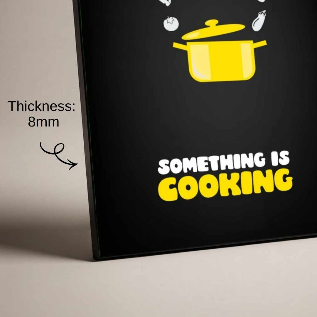 "Something Is Cooking" Kitchen Food Illustration Poster | Vertical Borderless Art Frame Poster Premium Wall Art Canvas by MeriDeewar