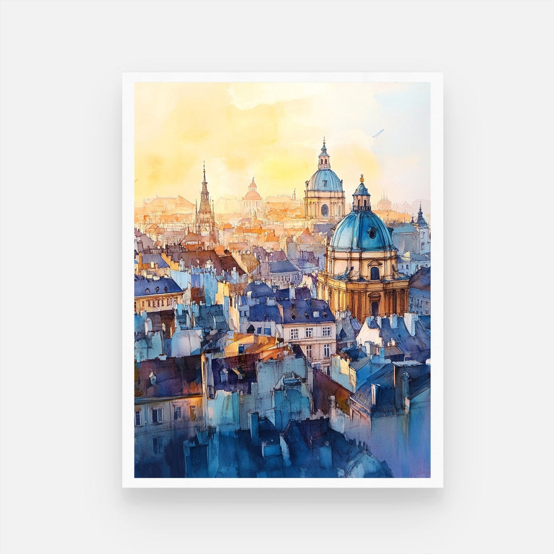 Spanish Landscape Watercolor – Artistic Decor for Home 3 : 4 Vertical New Premium Wall Art Canvas by MeriDeewar