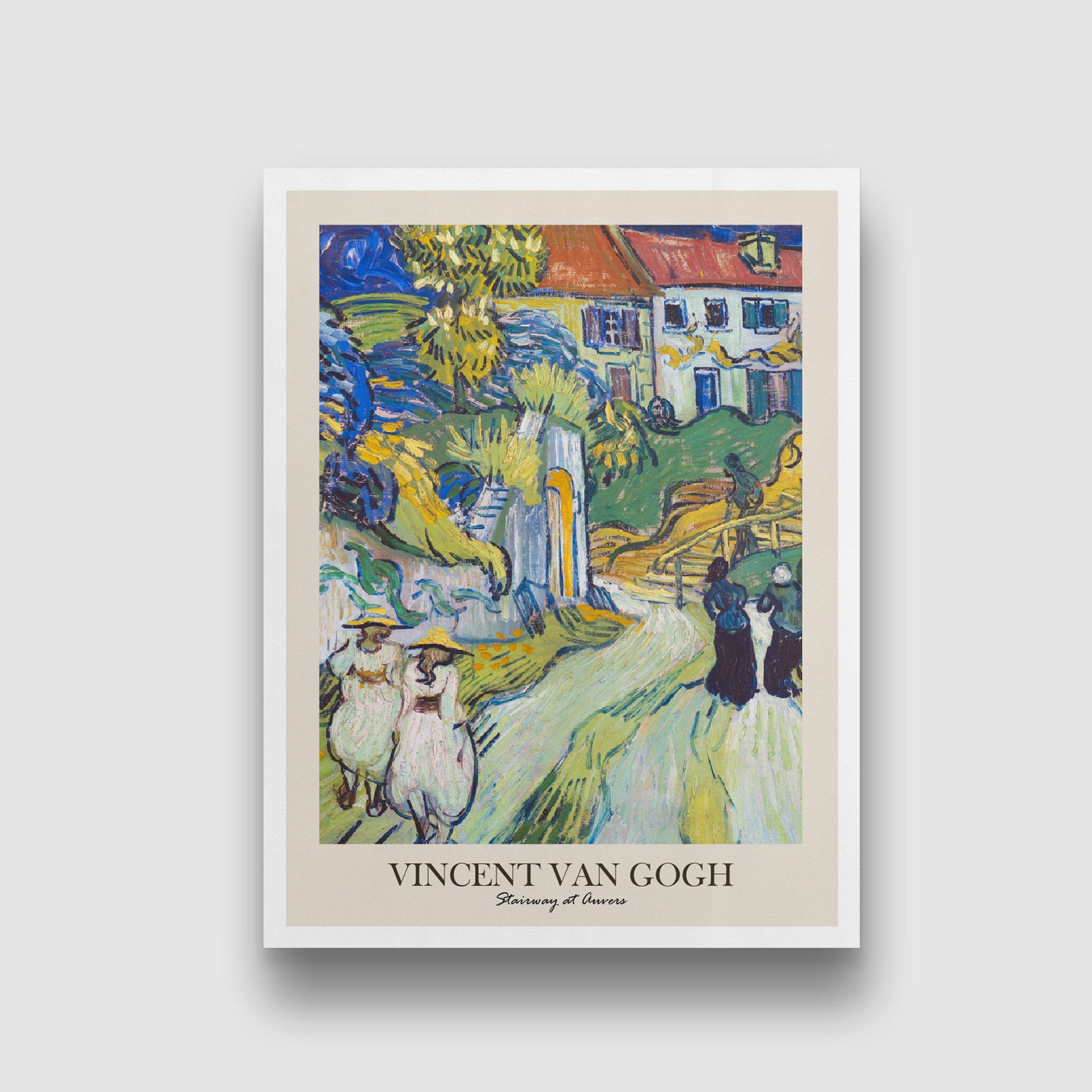 Stairway at Anvers Painting by Vincent van Gogh 3 : 4 Vertical New Premium Wall Art Canvas by MeriDeewar