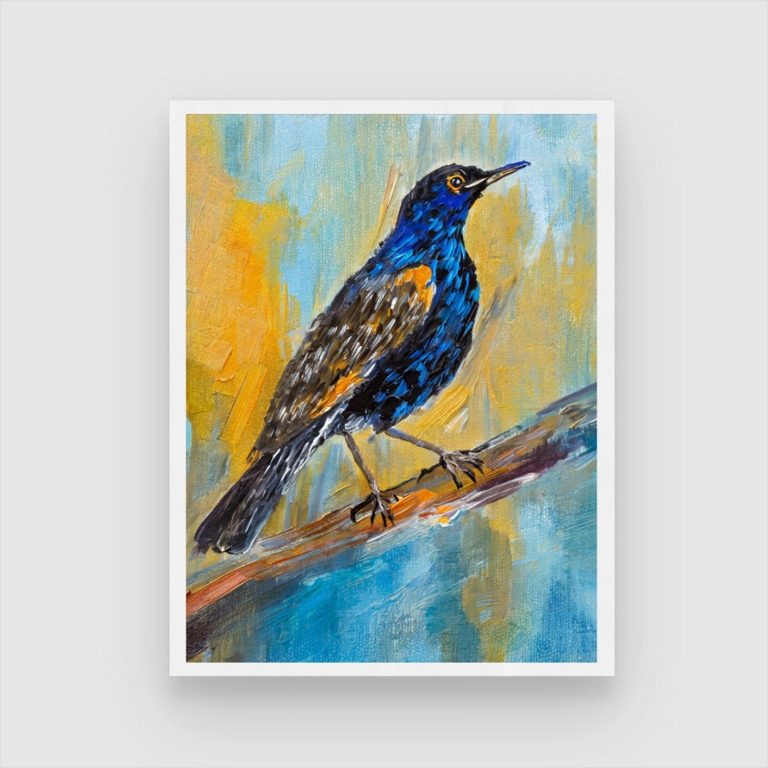 Starling Bird Abstract Art - Unique Wall Art for Living Spaces 3 : 4 Vertical New Premium Wall Art Canvas by MeriDeewar