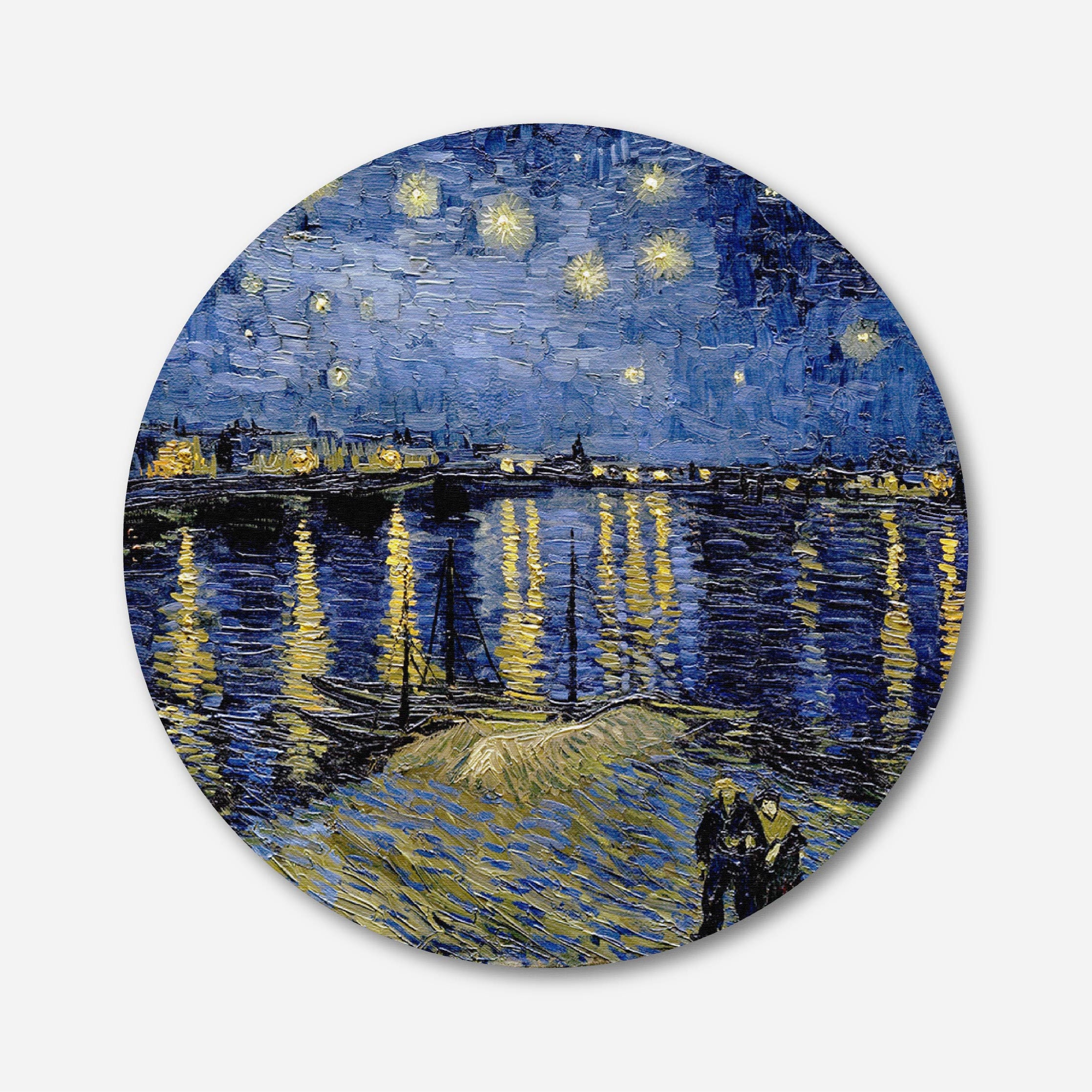 Starry Night Over the Rhône Circular Canvas Frame Circular Canvas Frame Premium Wall Art Canvas by MeriDeewar