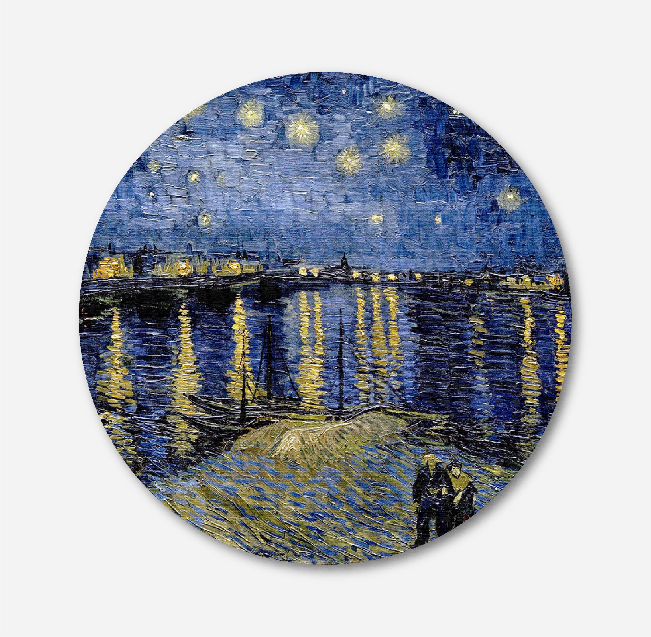 Starry Night Over the Rhône Circular Canvas Frame Circular Canvas Frame Premium Wall Art Canvas by MeriDeewar