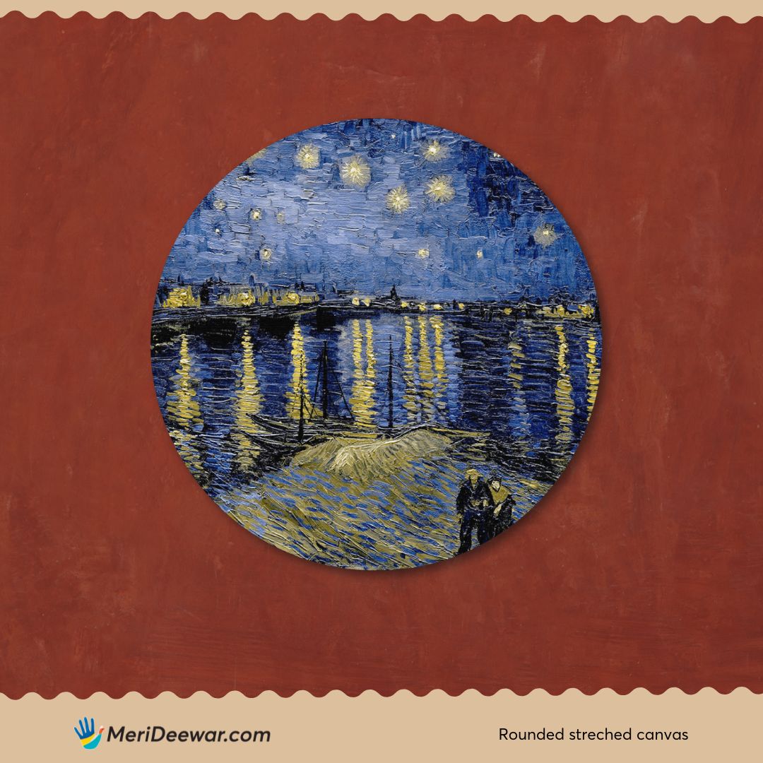 Starry Night Over the Rhône Circular Canvas Frame Circular Canvas Frame Premium Wall Art Canvas by MeriDeewar