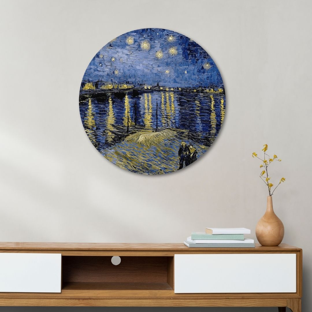 Starry Night Over the Rhône Circular Canvas Frame Circular Canvas Frame Premium Wall Art Canvas by MeriDeewar