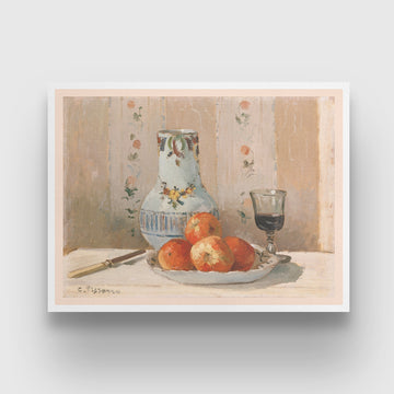 Still Life with Apples and Pitcher Painting By Camille Pissarro 3 : 4 Horizontal New Premium Wall Art Canvas by MeriDeewar