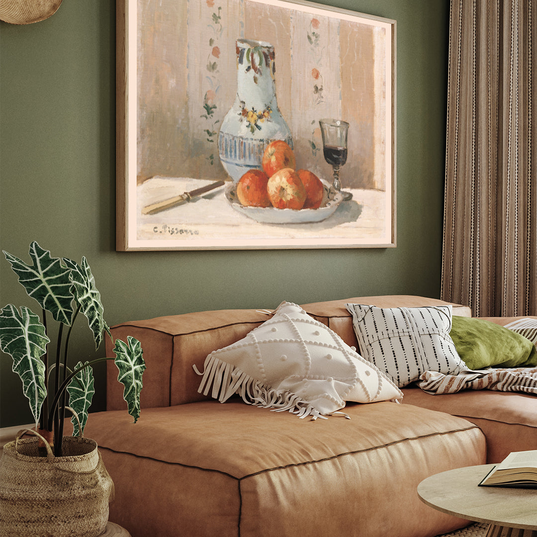 Still Life with Apples and Pitcher Painting By Camille Pissarro 3 : 4 Horizontal New Premium Wall Art Canvas by MeriDeewar