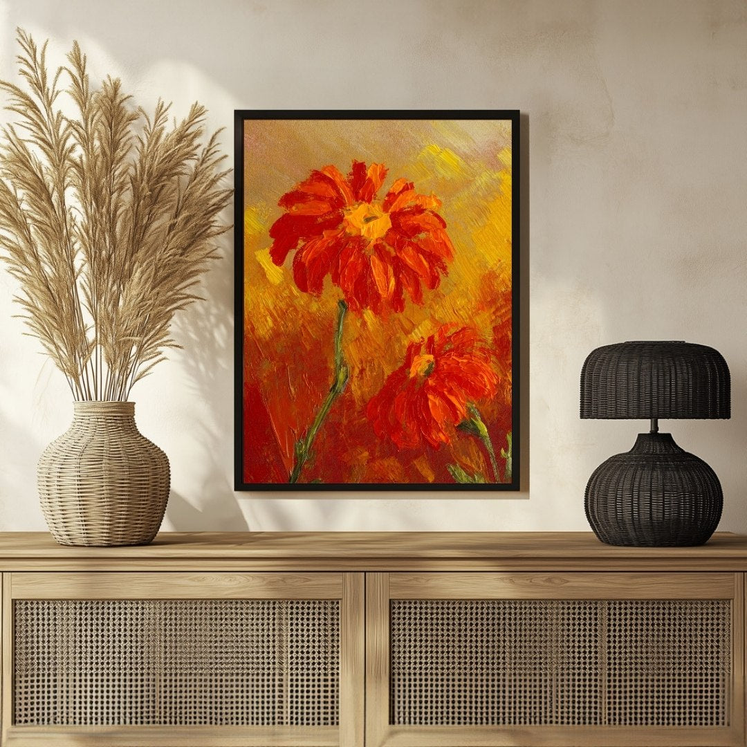 Stunning Marigold Abstract Painting for Contemporary Interiors 3 : 4 Vertical New Premium Wall Art Canvas by MeriDeewar