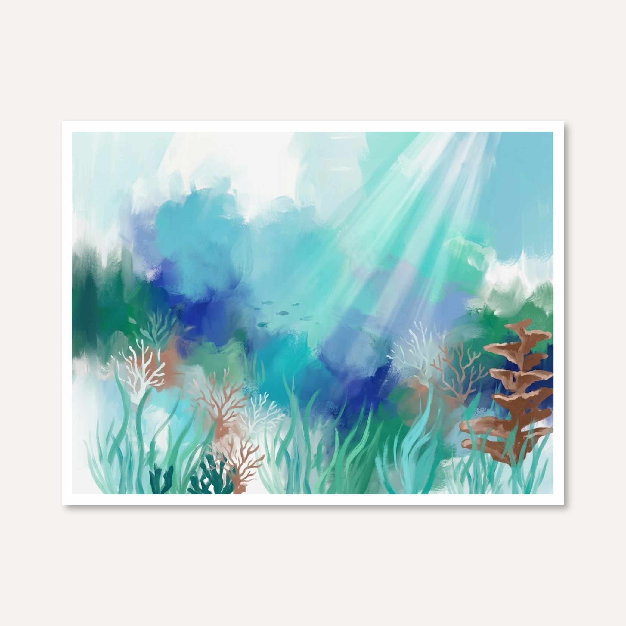 "Submerged Depths" Modern Abstract Underwater Giclée Print | Wall Art 3 : 4 Horizontal New Premium Wall Art Canvas by MeriDeewar