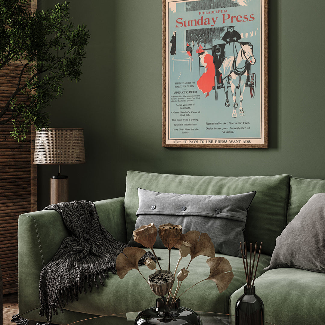Sunday Press Poster by George Reiter Brill 3 : 4 Vertical New Premium Wall Art Canvas by MeriDeewar