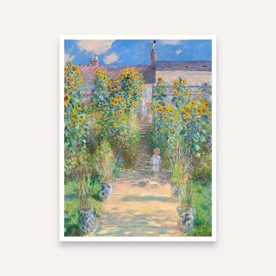 Sunflower Garden Painting for Living Room | Monet Impressionist Wall Art | MeriDeewar 3 : 4 Vertical Premium Wall Art Canvas by MeriDeewar