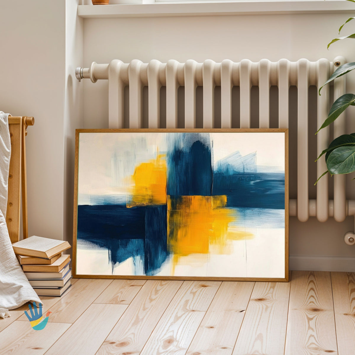 Surya & Sagar | Solar Gold & Oceanic Indigo Wall Art 4 : 3 Horizontal Premium Wall Art Canvas by MeriDeewar