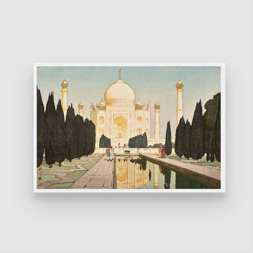 Taj Mahal at Sunrise – Yoshida Hiroshi Japanese Woodblock Print 2 : 3 Horizontal Premium Wall Art Canvas by MeriDeewar