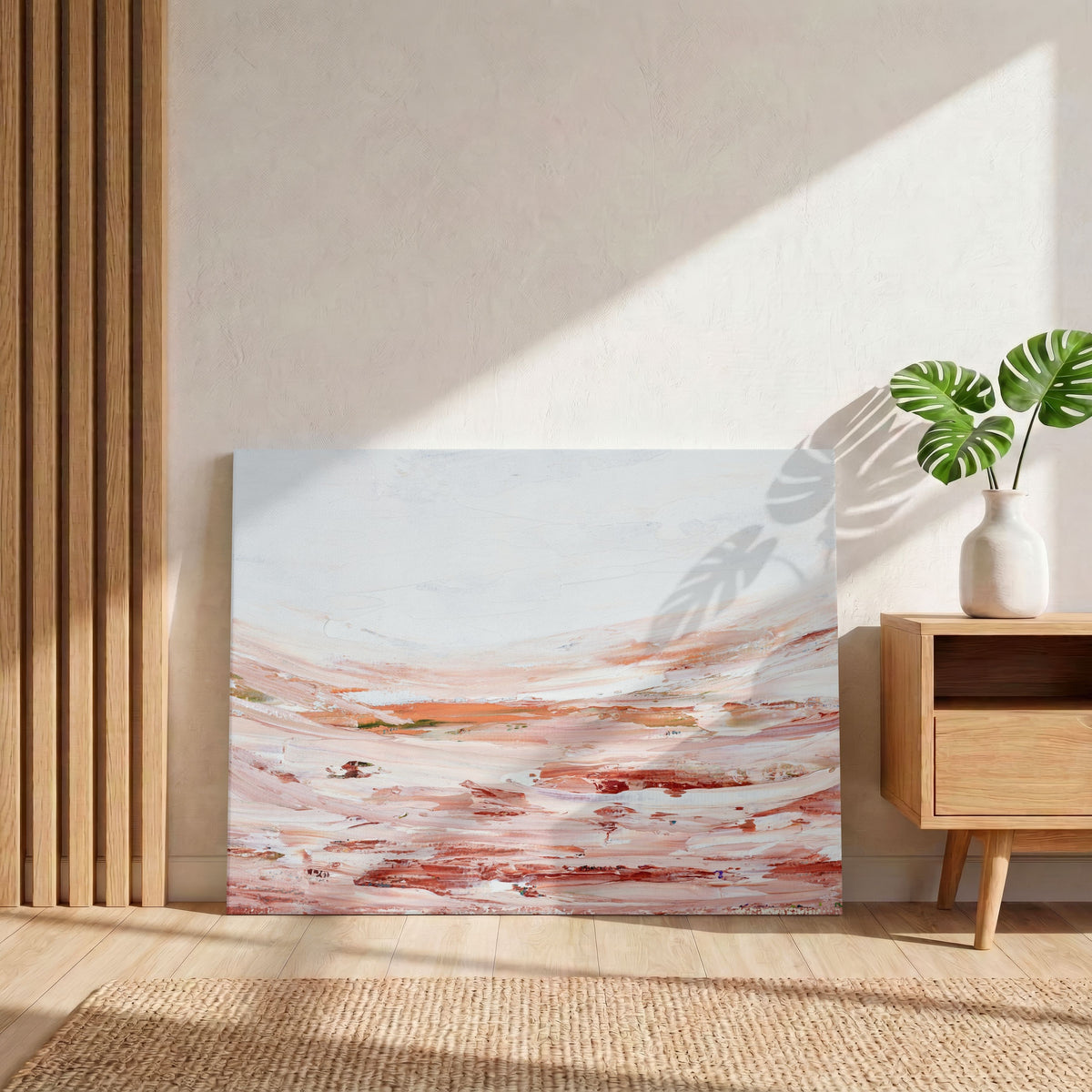 Terracotta Dunes | Modern Minimalist Desert Landscape Framed Wall Art 4 : 3 Horizontal Premium Wall Art Canvas by MeriDeewar