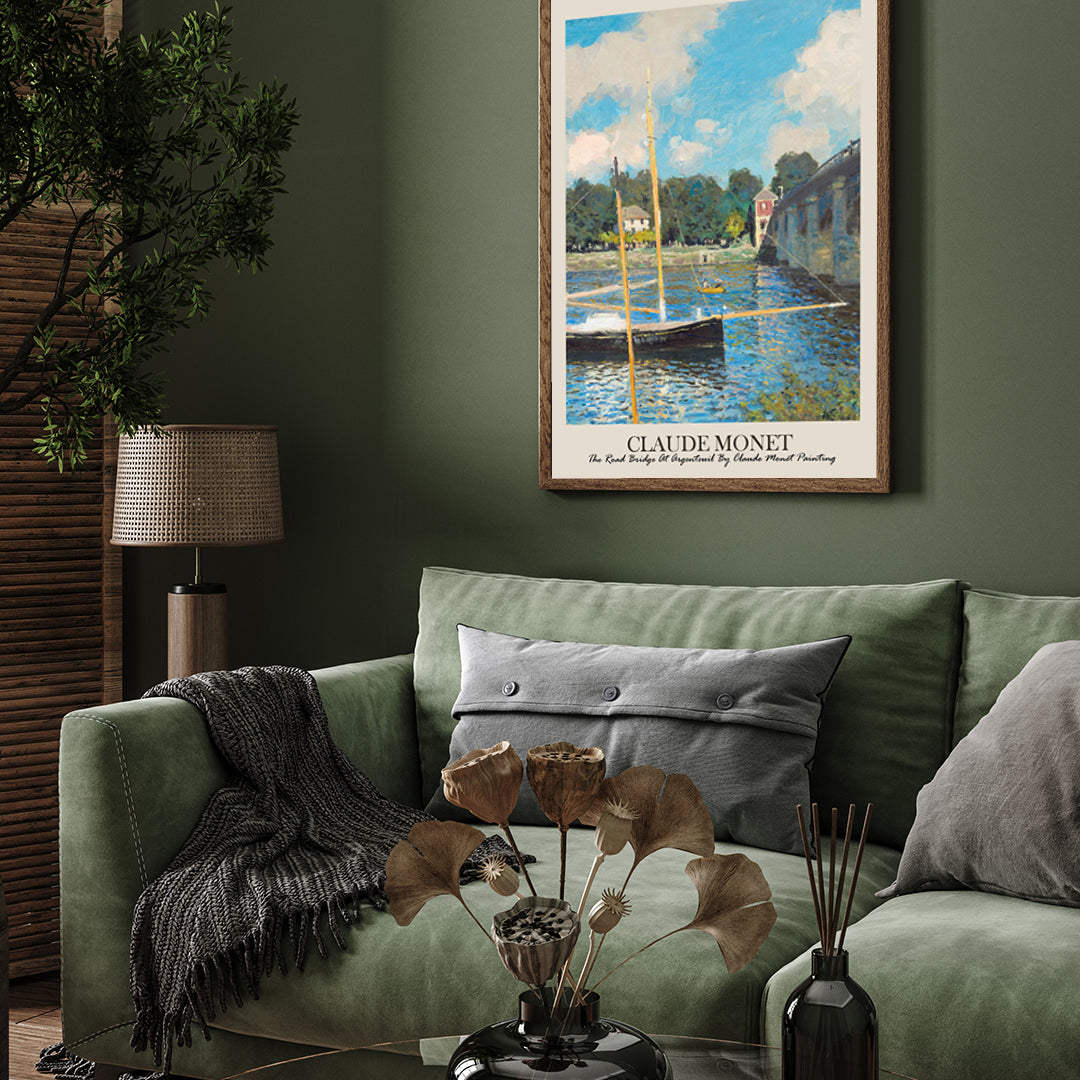 The Argenteuil Bridge Painting by Claude Monet 3 : 4 Vertical New Premium Wall Art Canvas by MeriDeewar