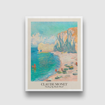 The Beach and the Falaise Painting By Claude Monet 3 : 4 Vertical New Premium Wall Art Canvas by MeriDeewar
