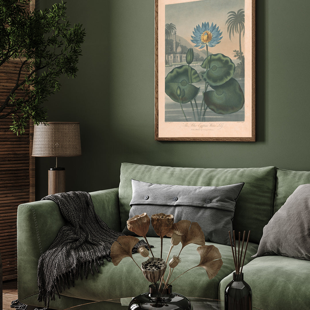 The Blue Egyptian Water Lily Vintage painting 3 : 4 Vertical New Premium Wall Art Canvas by MeriDeewar
