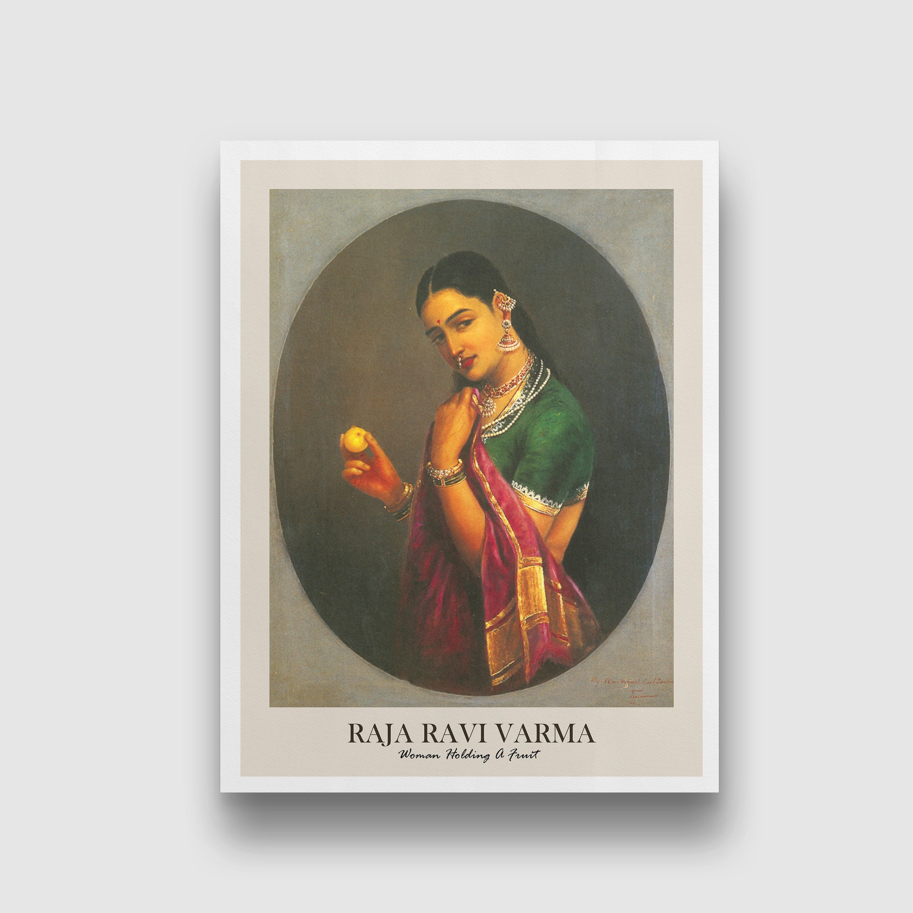 The Coquette Painting By Raja Ravi Varma 3 : 4 Vertical New Premium Wall Art Canvas by MeriDeewar