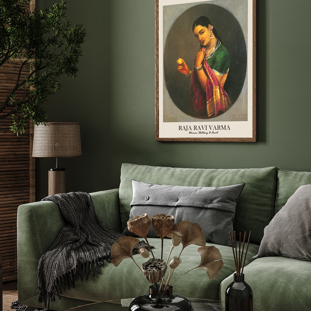 The Coquette Painting By Raja Ravi Varma 3 : 4 Vertical New Premium Wall Art Canvas by MeriDeewar