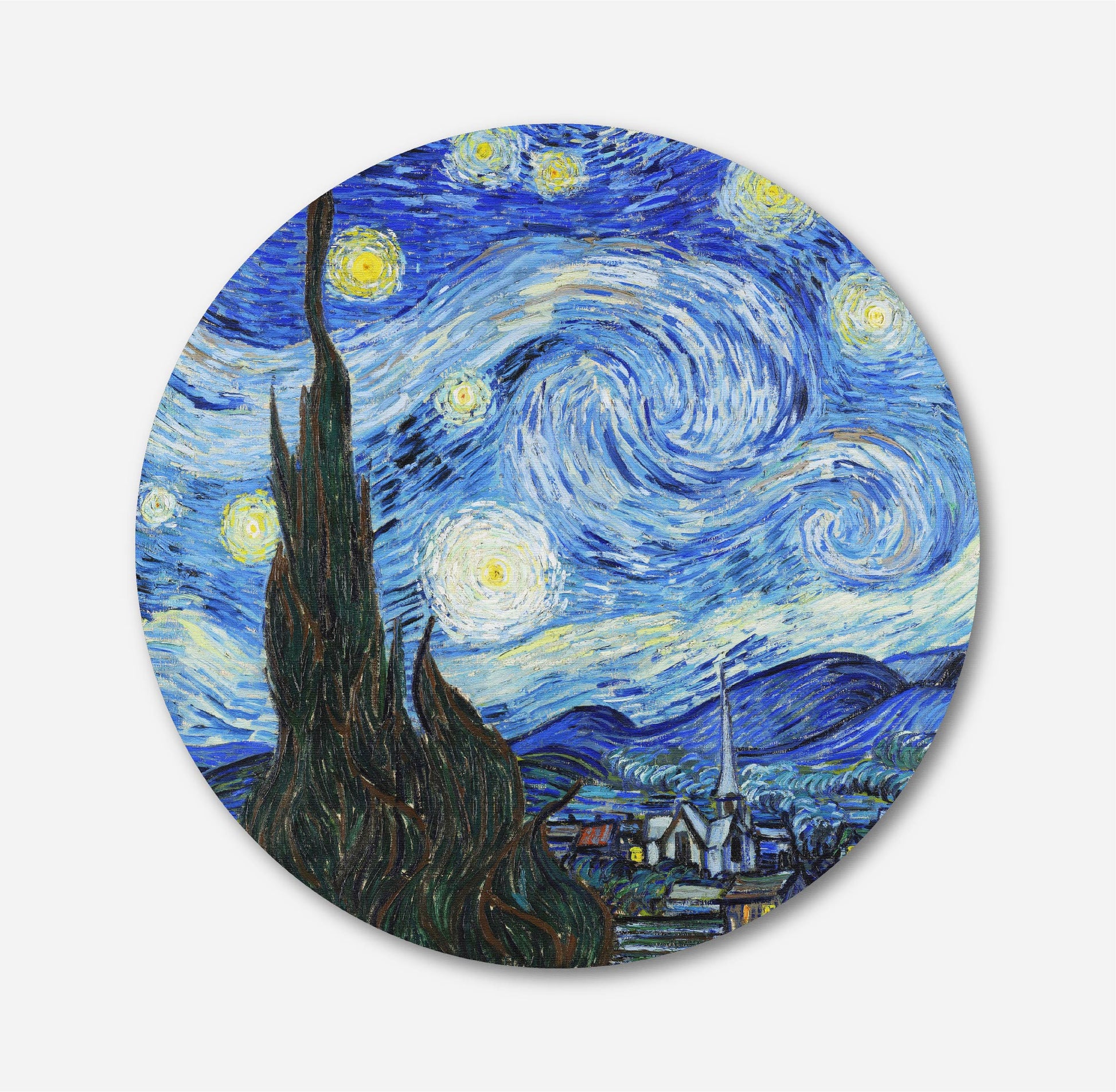 The Starry Night Painting Circular Canvas Frame Circular Canvas Frame Premium Wall Art Canvas by MeriDeewar