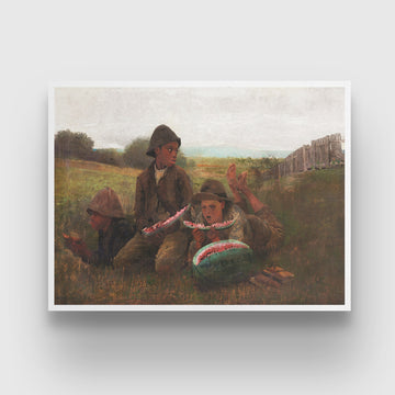 The Watermelon Boys Painting By Winslow Homer 3 : 4 Horizontal New Premium Wall Art Canvas by MeriDeewar