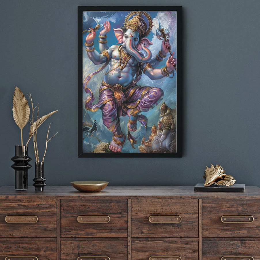 Traditional Ganesha Painting Premium Wall Art Canvas by MeriDeewar