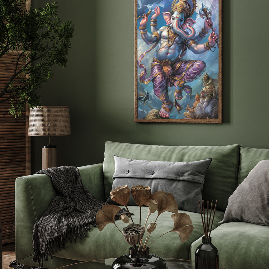 Traditional Ganesha Painting Premium Wall Art Canvas by MeriDeewar