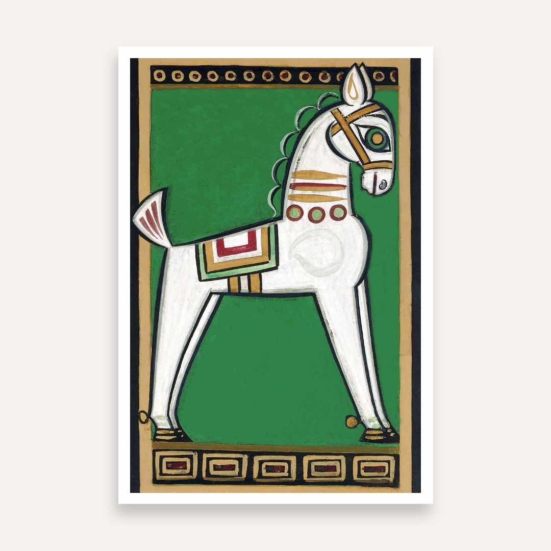 "Traditional Horse" Jamini Roy Painting | Fine Art Wall Art 2 : 3 Vertical Premium Wall Art Canvas by MeriDeewar
