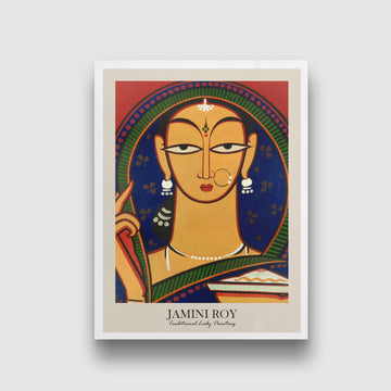 Traditional Lady Painting by Jamini Roy 3 : 4 Vertical New Premium Wall Art Canvas by MeriDeewar