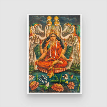 Traditional Ma Kamaladevi Kalighat Painting | Enhance Decor 2 : 3 Vertical Premium Wall Art Canvas by MeriDeewar
