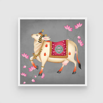 Traditional Pichwai Painting - Vibrant Indian Art 1 : 1 Square Premium Wall Art Canvas by MeriDeewar