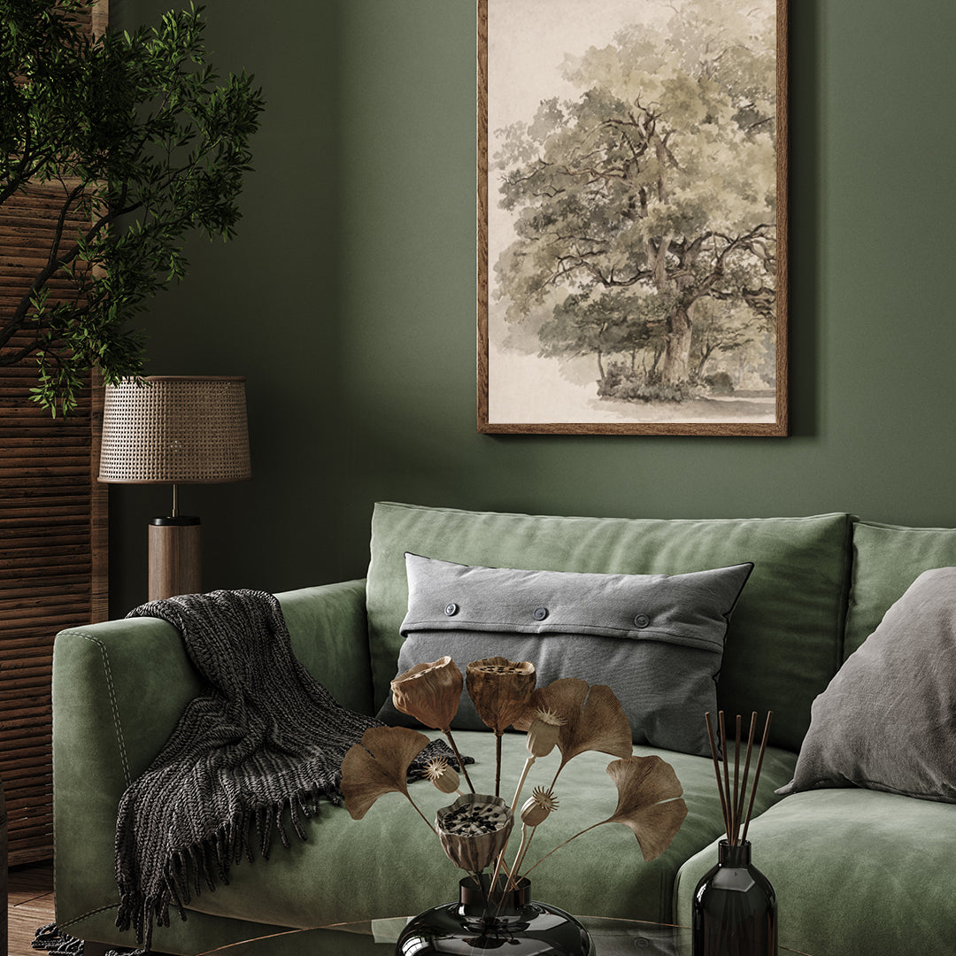 Tree Watercolor Vintage Painting by George Andries Roth 3 : 4 Vertical New Premium Wall Art Canvas by MeriDeewar