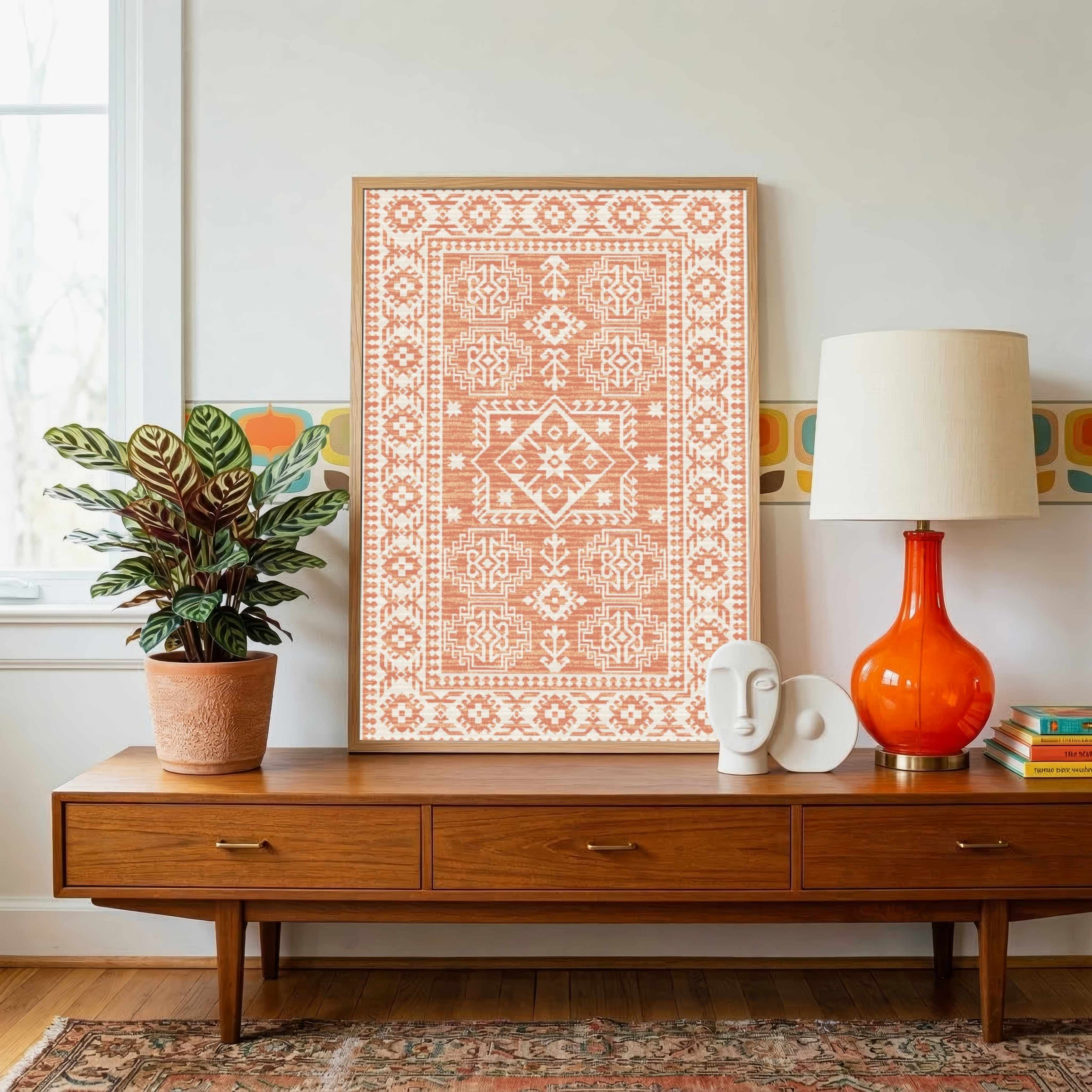 "Tribal Kilim" Modern Ethnic Art Giclée Print | Fine Art Wall Art 2 : 3 Vertical Premium Wall Art Canvas by MeriDeewar