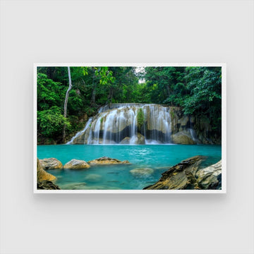 Tropical Serenity – Jungle Waterfall Canvas Wall Art 2 : 3 Horizontal Premium Wall Art Canvas by MeriDeewar