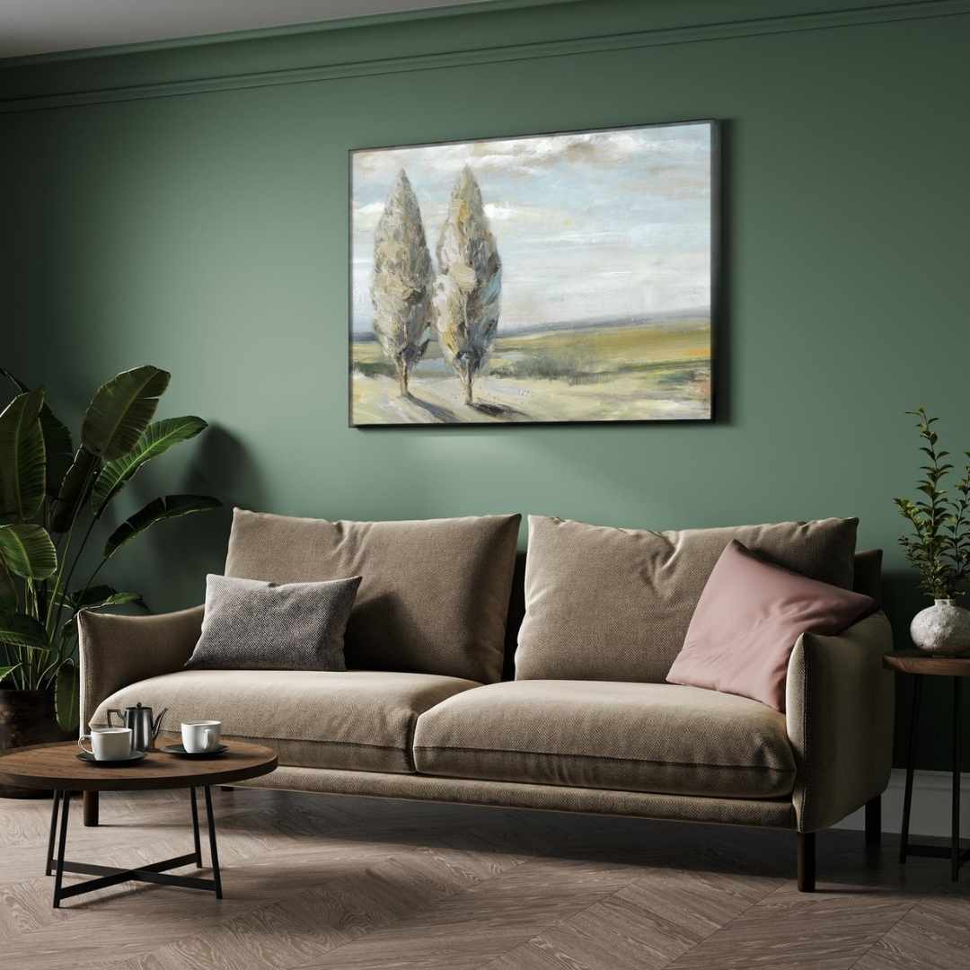 "Tuscan Cypress Landscape" Classical Oil Painting Giclée Print | Fine Art Wall Art 3 : 2 Horizontal Premium Wall Art Canvas by MeriDeewar