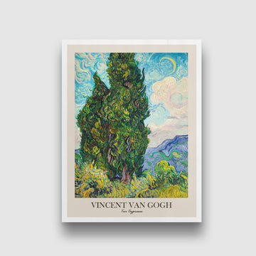 Two Cypresses Painting by Vincent van Gogh 3 : 4 Vertical New Premium Wall Art Canvas by MeriDeewar
