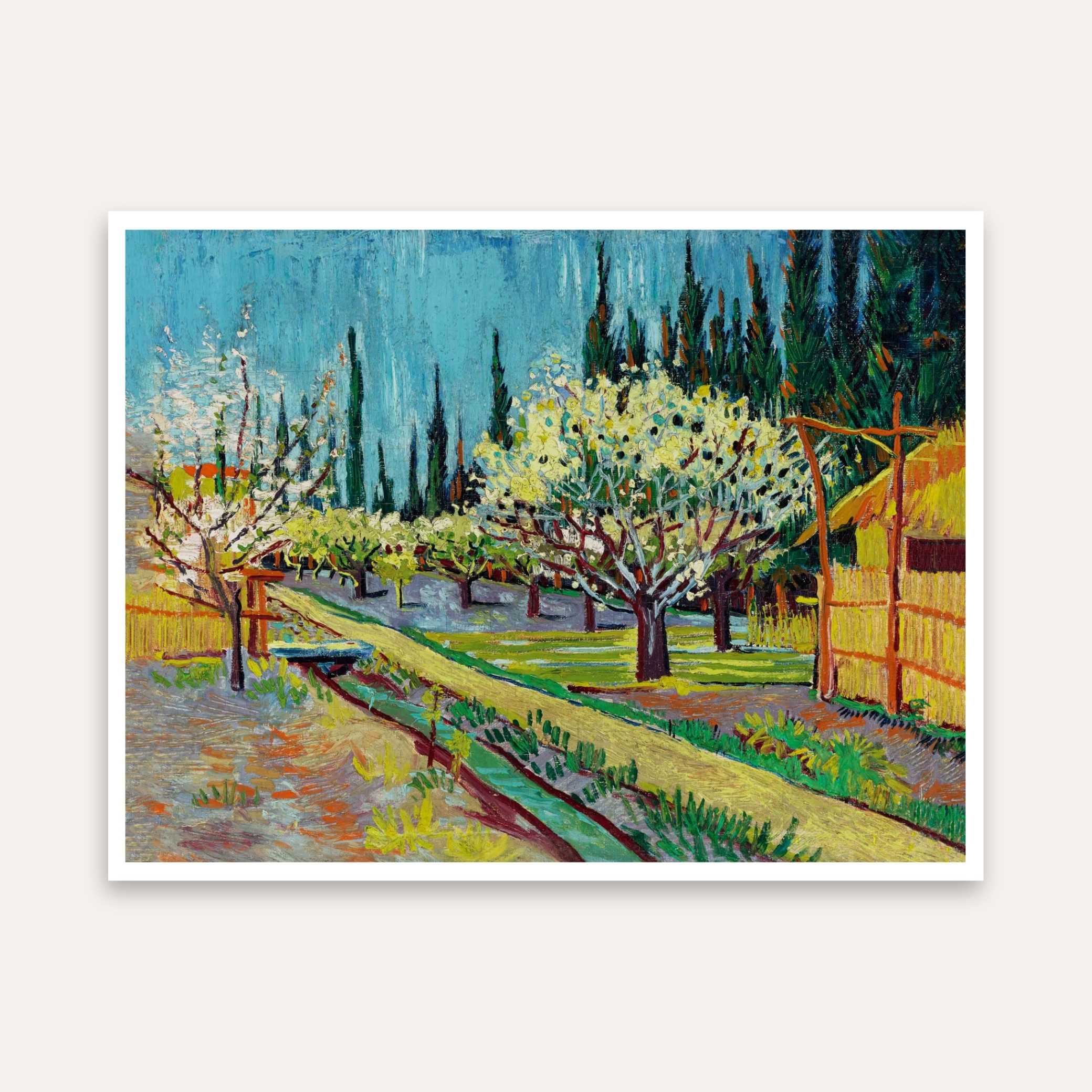Van Gogh Blossoming Orchard Painting for Living Room | Nature Scenery Wall Art | Giclée Print 4 : 3 Horizontal Premium Wall Art Canvas by MeriDeewar