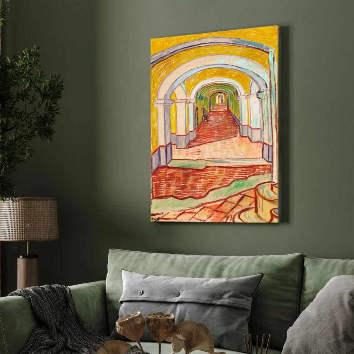 Van Gogh Corridor Painting for Living Room | Vintage Wall Art Print for Home Decor 3 : 4 Vertical Premium Wall Art Canvas by MeriDeewar