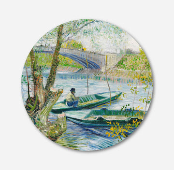 Van gogh fishing spring Circular Canvas Frame Circular Canvas Frame Premium Wall Art Canvas by MeriDeewar