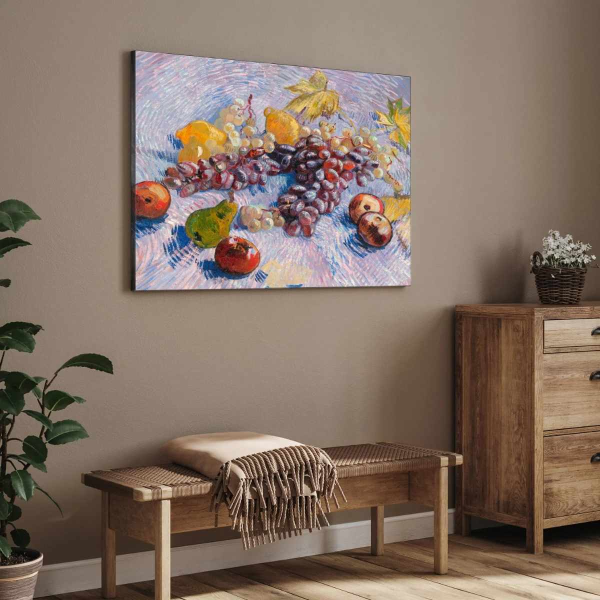 Van Gogh Fruit Still Life Painting for Dining Room | Vibrant Wall Art | Giclée Print 4 : 3 Horizontal Premium Wall Art Canvas by MeriDeewar