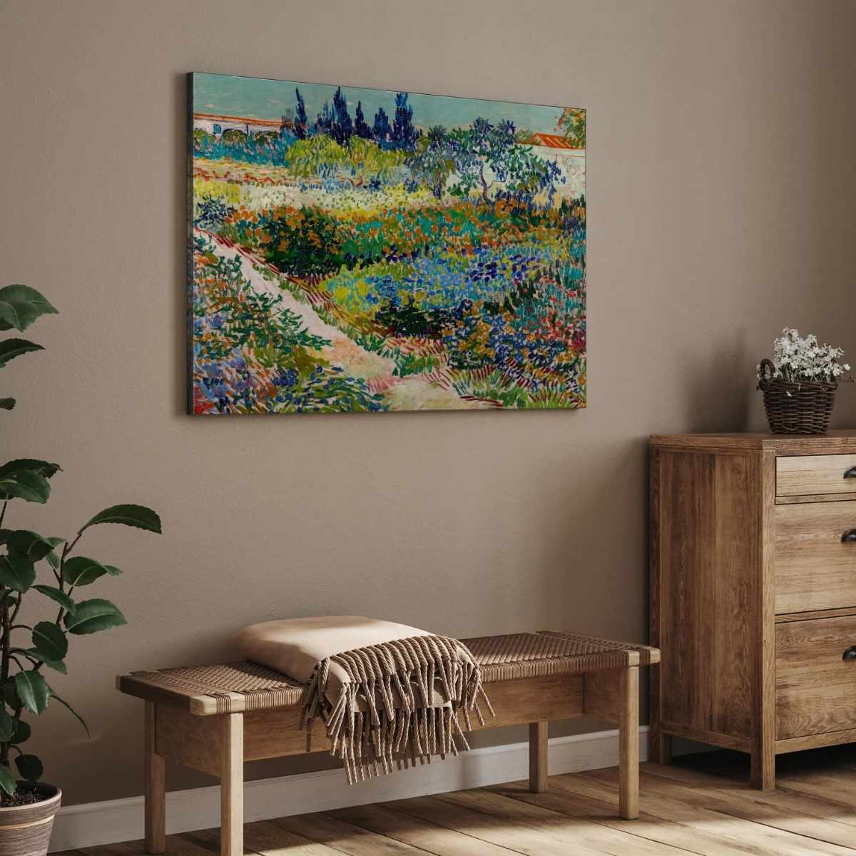 Van Gogh Garden Painting for Living Room | Nature Floral Wall Art | Giclée Print 4 : 3 Horizontal Premium Wall Art Canvas by MeriDeewar