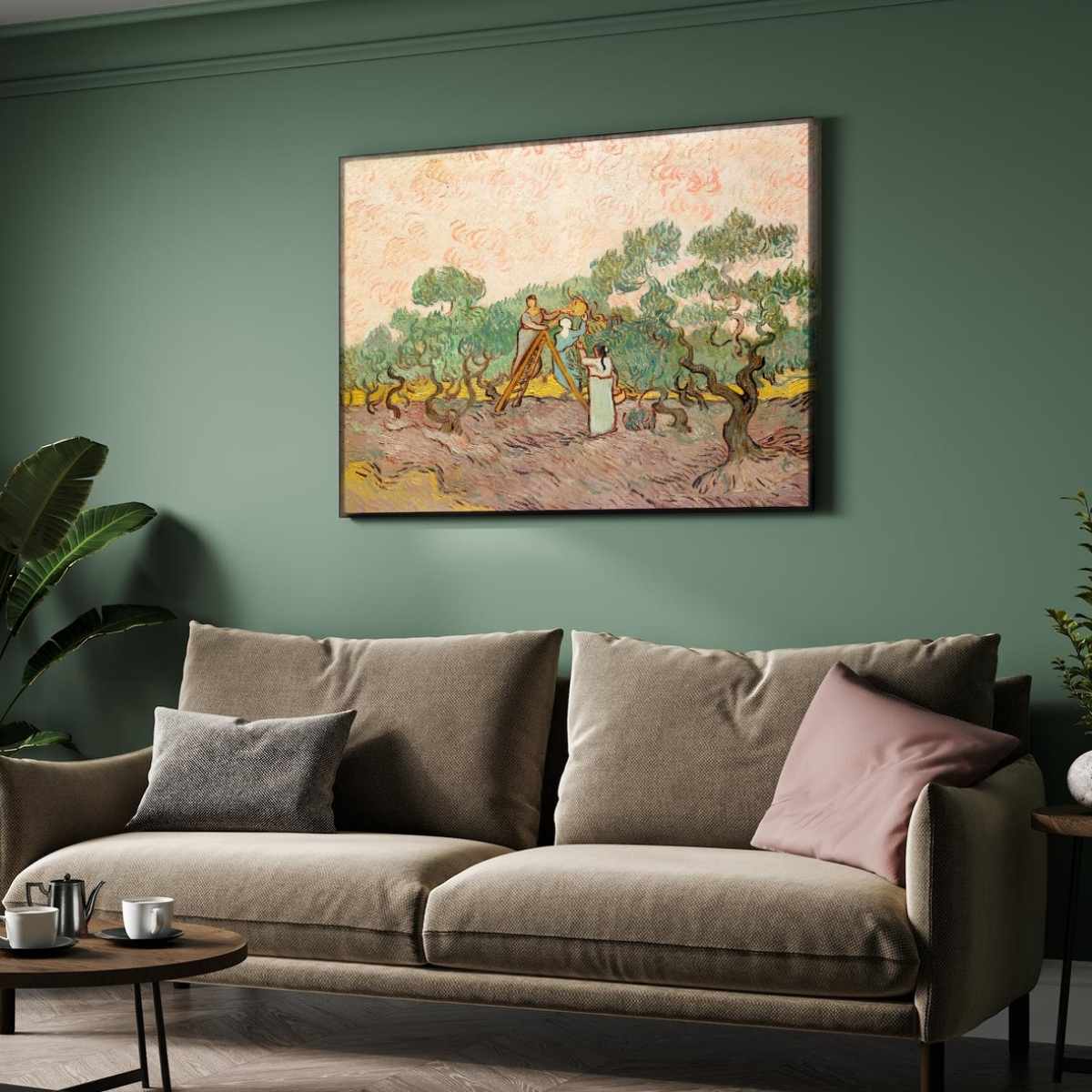 Van Gogh Olive Harvest Painting for Living Room | Nature Scenery Wall Art | MeriDeewar 4 : 3 Horizontal Premium Wall Art Canvas by MeriDeewar