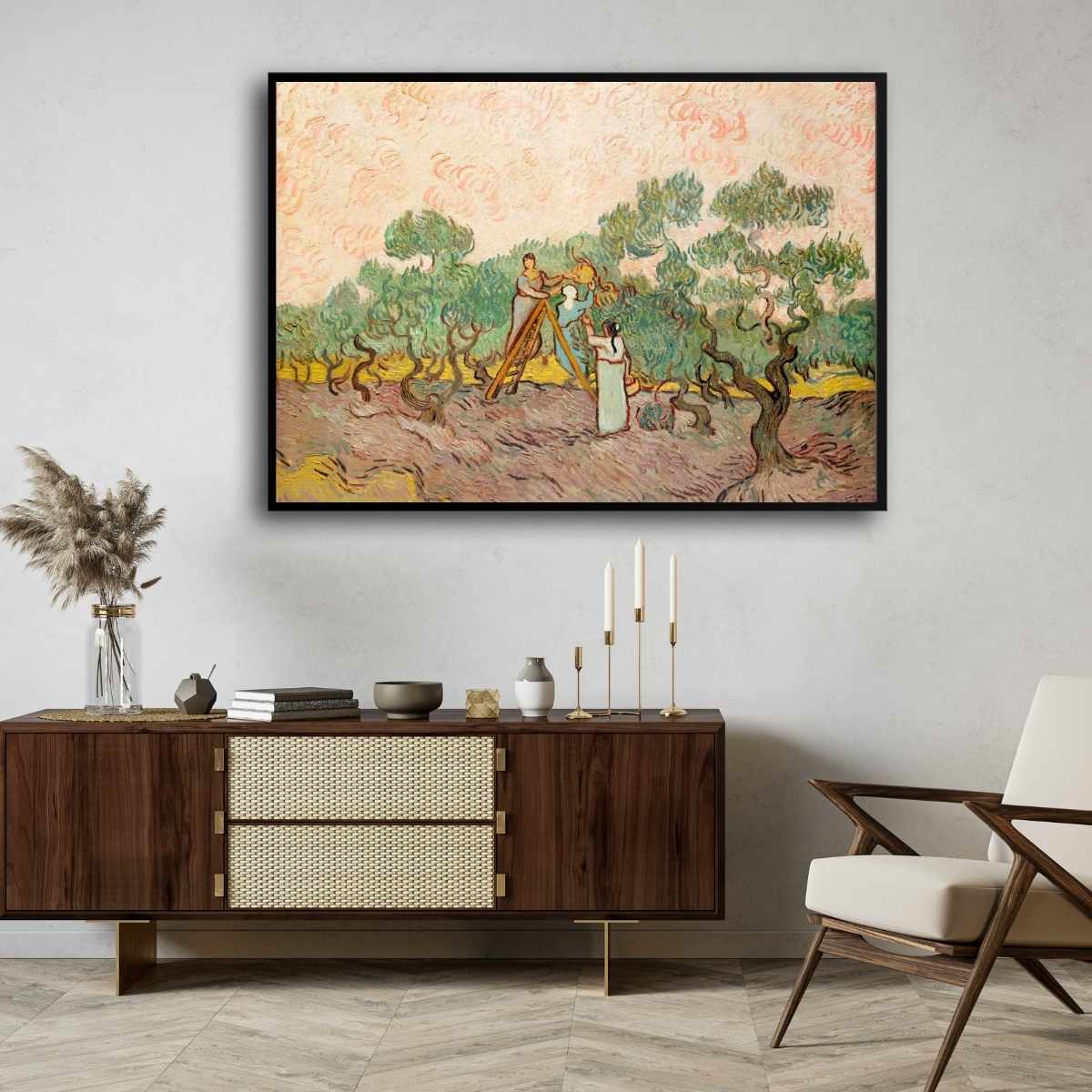 Van Gogh Olive Harvest Painting for Living Room | Nature Scenery Wall Art | MeriDeewar 4 : 3 Horizontal Premium Wall Art Canvas by MeriDeewar