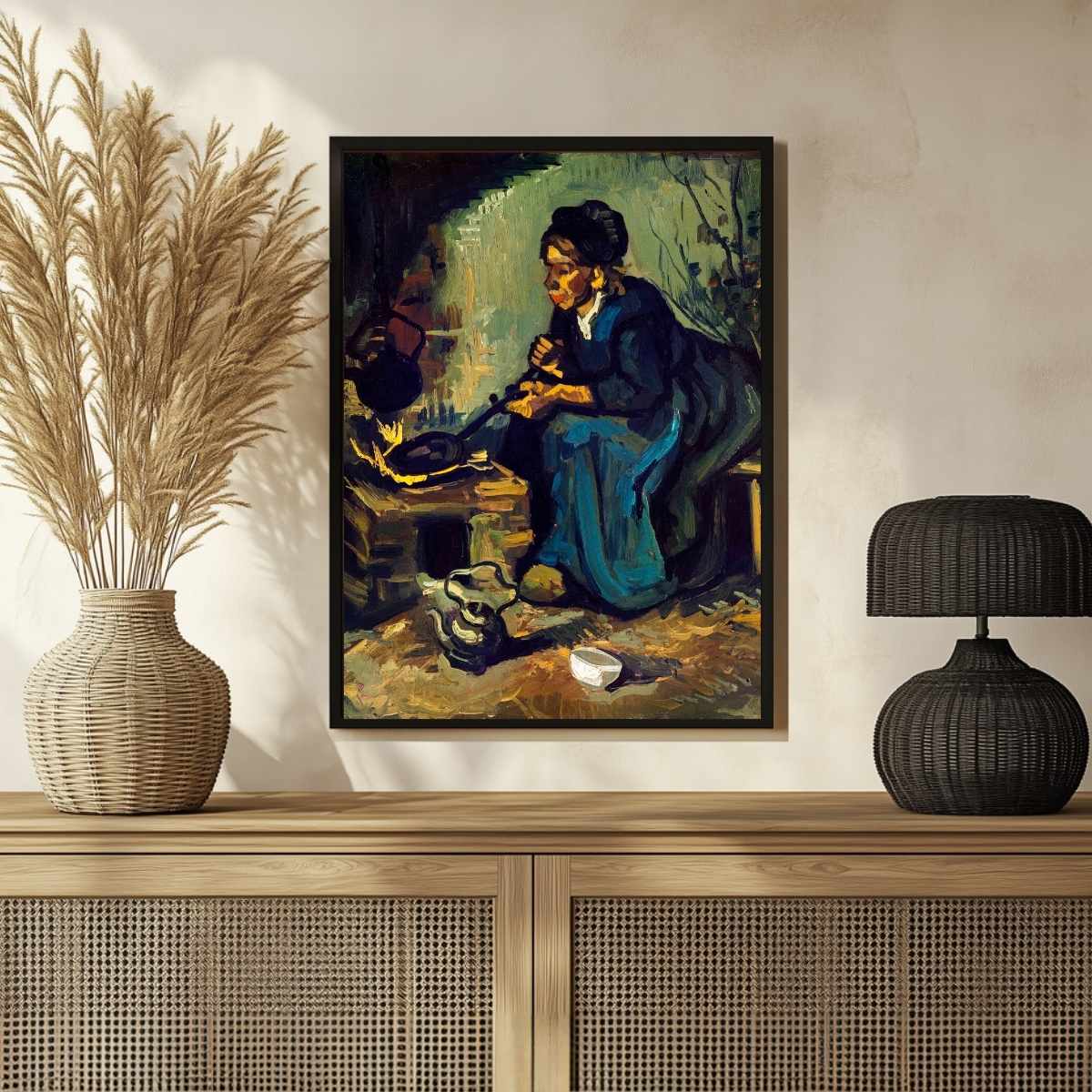 Van Gogh Peasant Woman Painting for Living Room | Vintage Wall Art for Home Decor 3 : 4 Vertical Premium Wall Art Canvas by MeriDeewar