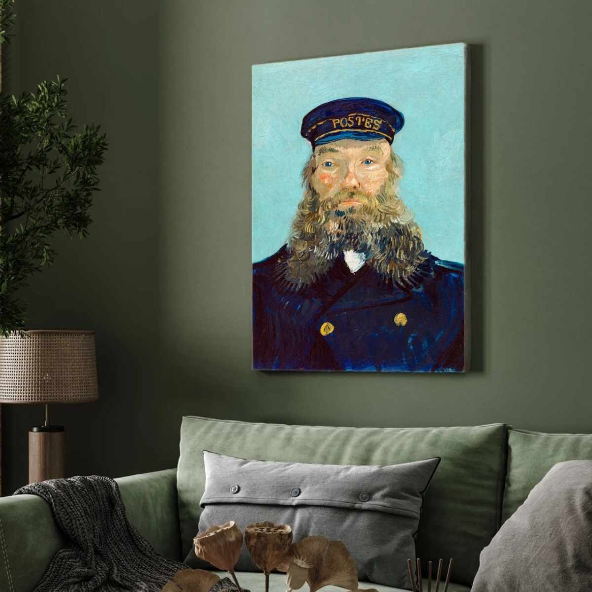 Van Gogh Portrait Painting for Living Room | Postman Roulin Classic Wall Art Print 3 : 4 Vertical Premium Wall Art Canvas by MeriDeewar