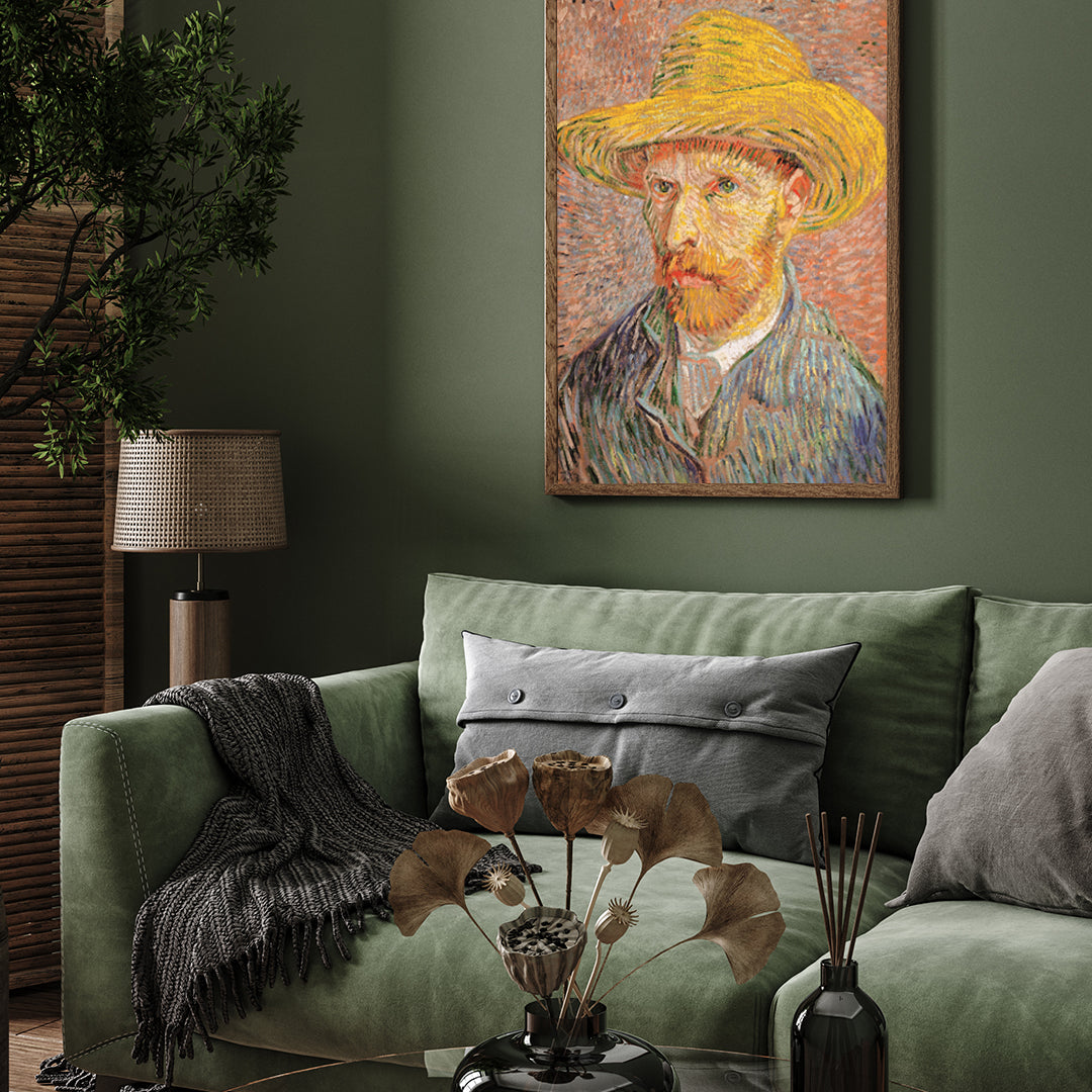 Van Gogh Portrait with Hat Painting 3 : 4 Vertical New Premium Wall Art Canvas by MeriDeewar